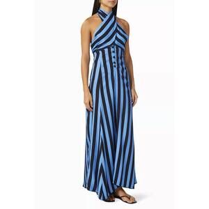 NEW AGUA BENDITA beck menfis stripe multi wear dress in blue